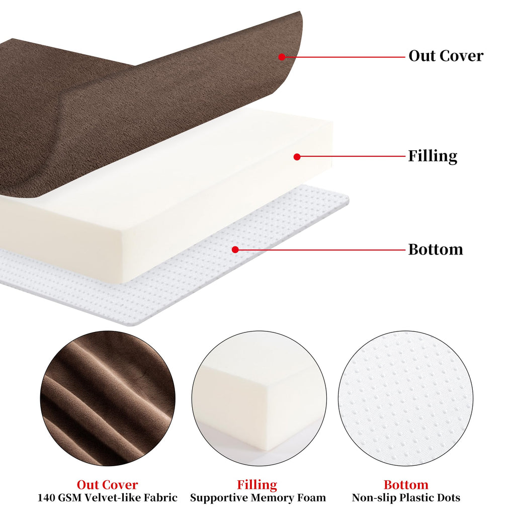 HOMBYS Memory Foam Recliner Cushion for Elderly, 4" Thickness Seat Cushion with Lumbar Support Pillow, Non-Slip & Supportive Chair Seat Cushion with Backrest, (Brown,13" Backrest)