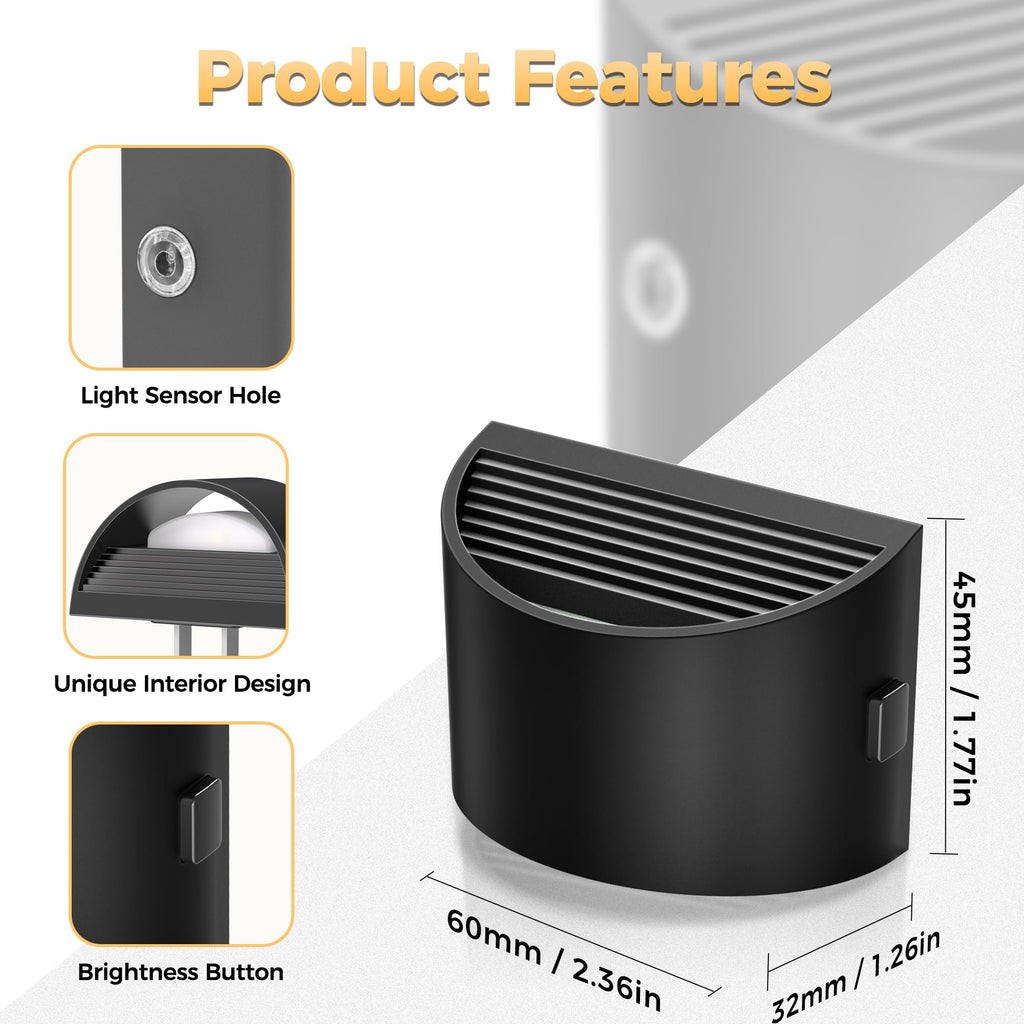 LED Night Light[2 Pack], Night Lights Plug into Wall, 3 Level Brightness Adjustable Plug in Night Light, Dusk to Dawn Sensor, Nightlights for Adults, Bedroom, Bathroom, Hallway, 3000K