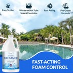 Hot Tub Defoamer - Pool, Fountain, Spa Anti Foam Defoamer -1/2 Gallon (64 oz.)- Eco Friendly & Safe Water Anti Foam - Quickly Removes & Prevents Foam - Silicone Emulsion HotTub Chemicals Made in USA,