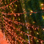 Twinkle Star 300 LED Window Fairy Curtain String Lights, 8 Modes Fairy Lights for Halloween Christmas Bedroom Wedding Party Home Garden Outdoor Indoor Wall Decorations, Orange