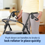 Medline Standard Steel Folding Rollator Walker with 8" Wheels, Black