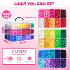 Simetufy 10000Pcs Pony Beads Bulk, 30 Colors Rainbow Kandi Beads for Hair Braiding Bracelet Making Kandi Jewelry Key Chains DIY Crafts Gifts Christmas Gifts (5.73lb, Stack Box)
