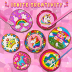 klmars Unicorn Themed Wooden Painting Kit-Glow in The Dark-Arts & Crafts Gifts for Kids Girls Ages 5-12-Wood Slice Craft Activities Kits -Unicorn Art Toys for Kids Christmas Gifts