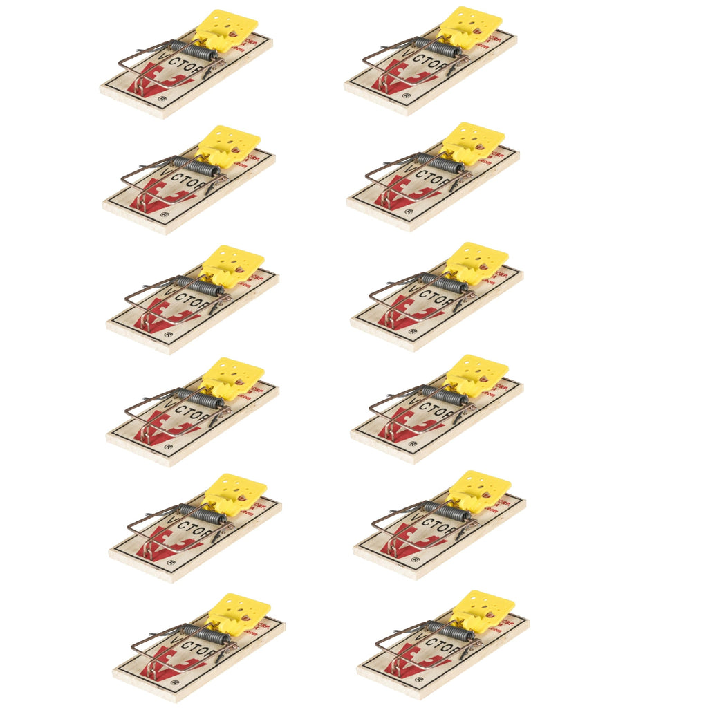 Victor M035-12 Plastic Pedal Easy Set Sustainably Sourced FSC Wood Snap Mouse Trap - 12 Traps