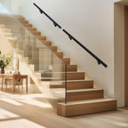 Meranti Aluminum Handrail for Indoor or Outdoor Steps and Stairs – Hand Rails for Elderly – DIY Complete Stair Railing Kit (5' Length, Black)