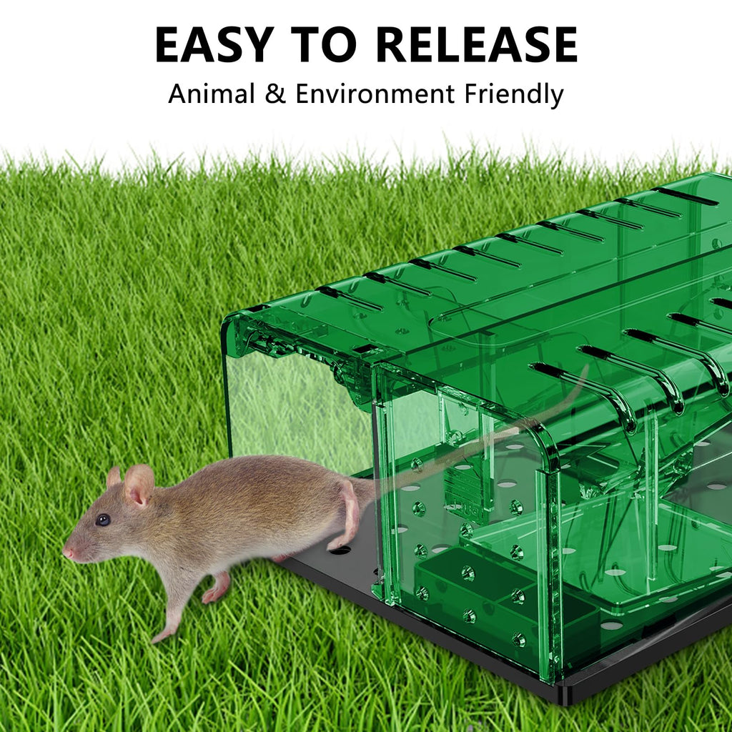 PZQZMAR Mouse Traps, Humane Mouse Trap, Easy to Set, Mouse Catcher Quick Effective Reusable and Safe for Families（2-in-1）-Green