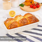 Vinino Silicone Bread Loaf Pan with Metal Reinforced Frame, 9.5 x 5 in Non-stick Silicone 1 lb Loaf Pan for Baking, 2 Pack Durable Bread Pan for Oven Dishwasher Safe - Cream
