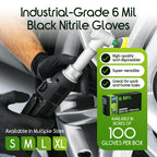 Inspire Black Nitrile Gloves HEAVY DUTY 6 Mil Nitrile Chemical Resistant Medical Cooking Cleaning Disposable Black Gloves (XL, 100, Count)