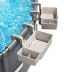 AquaJoyer 2 Sets of Poolside Storage Baskets with Cup Holders - Perfect for 3-Inch or Smaller Top Rails - Above Ground Pool Accessories - Fit for Most Above Ground Pool（Grey）