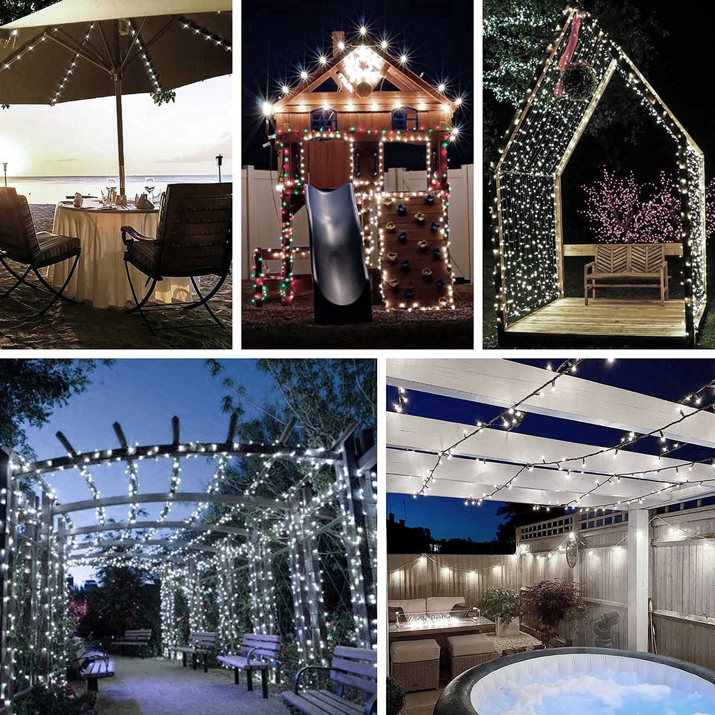 2-Pack 66FT 200 LED Extendable White Christmas String Lights (Green Wire), Christmas Tree Lights with 8 Modes, Indoor Outdoor Plug in Fairy String Lights for Xmas Decor Party Garden (Cool White)