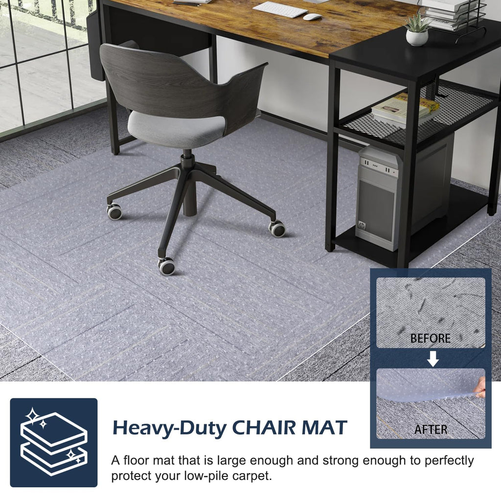 SALLOUS Clear Heavy Duty Chair Mat for Carpeted Floors - 48" x 36" Gaming and Rolling Desk Floor Mat With Grips for Home Office