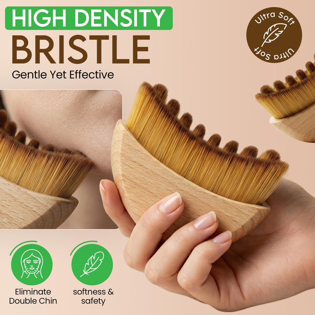 Premium Lymphatic Contour Face Brush for Sculpting - Lymphatic Drainage Massager - Wooden Tool for Face - Anti-Puffiness - Detox & Lift - Ergonomically Designed to Fit The Skin Precisely