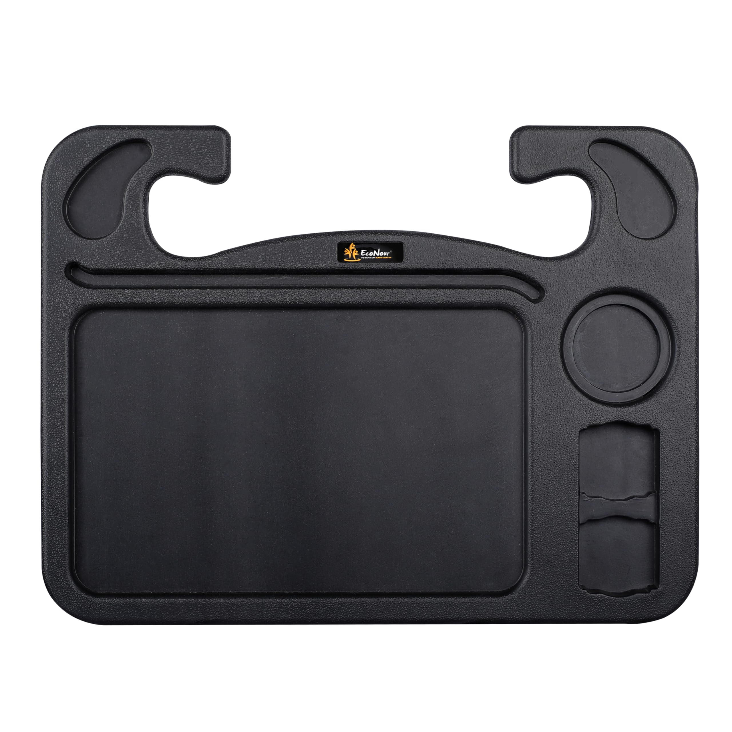EcoNour 4 in 1 Car Steering Wheel Tray - 2026 Upgraded Tray with Dual Sauce Dip Holder and Tablet Holder | Spacious Steering Wheel Desk for Food and Laptop | Car Accessories (Large)