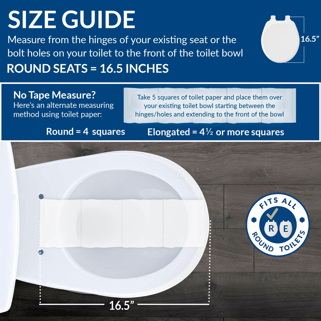 Bemis 500EC Durable Wood Toilet Seat with Easy Clean Hinges, Made in USA, Round, Biscuit