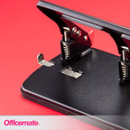 Officemate 3-Hole Punch, Medium Duty, 30-Sheet Capacity, Ergonomic Handles, Adjustable Paper Guide, Durable Metal Base, Black