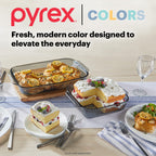 Pyrex Colors Tinted (9x13) Glass Baking Dish with BPA-Free Lid, Oblong Bakeware Glass Pan For Casserole & Lasagna, Dishwasher, Freezer, Microwave and Pre-Heated Oven Safe, Smoke