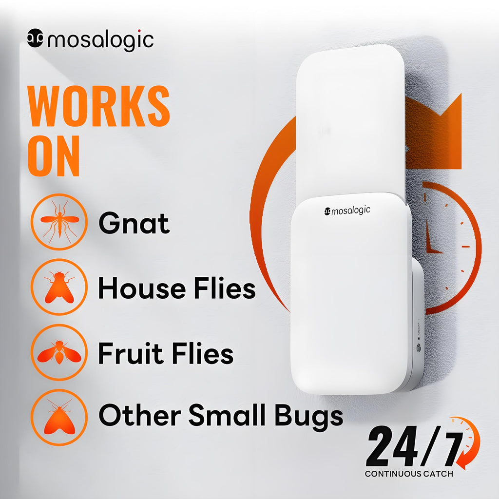 Mosalogic Fruit Fly Traps for Indoors Gnat Trap for House Indoor-600 Sqft Protection Area UV Fly Insect Trapper for Fruit Flies，Gnats，Mosquito，and Other Flying Insect Plug-in Bug Killer White 2Pack