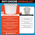 Swimables Pool Skimmer Basket for Inground Pool Compatible with Pentair U-3 Skimmer Basket and Hayward SP1070 Pool Basket | Built-in Brass Weight | 316 Stainless Steel Handle & Convenient Rubber Grip
