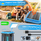 Home4me Solar Bug Zapper with LED Light for Outdoor, 4000mAh Battery Powered Mosquito Zapper, Mosquito Traps, Cordless Mosquito Killer, Electric Moth Zapper for Patio Backyard, Rechargeable, Blue
