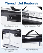 TSA Approved Toiletry Bag, 2 Pack Clear Makeup Cosmetic Bag Organizer, Quart Size Travel Bag for Toiletries, Carry-on Travel Accessories Essentials, Black-2pcs