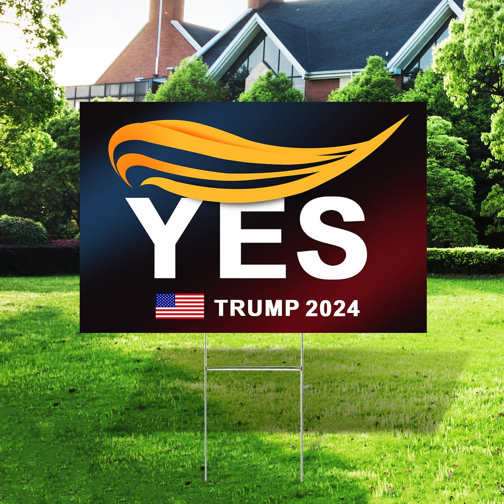 Oligei Trump Yard Signs, Trump 2024 Yard Sign 18" X 12", YES Trump Yard Signs 2024 Double Sided Fade Resistant, Take America Back Trump Signs for Yard Heavy Duty Metal H-Frames