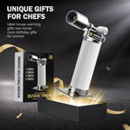 RAVS Butane Torch Lighter, Refillable Cooking Torch with Safety Lock and Adjustable Flame, Creme Brulee Torch for Baking, BBQ, White Mini Torch for Cooking, Gifts for Women, Butane Gas Not Included