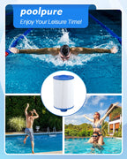 POOLPURE PWW50P3 Spa Filter Replacement for Unicel 6CH-940, 817-0050, Filbur FC-0359, 25252, 378902, 03FIL1400, 45 sq.ft Screw in Hot Tub Filter, 1 1/2" Coarse Thread, L x OD:7 5/8"x 6" 2 Pack