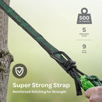 Durable Hammock 500 lb Capacity - Lightweight Nylon Camping Hammock Chair - Double or Single Sizes w/Tree Straps and Attached Carry Bag - Portable for Travel/Backpacking/Beach/Backyard (Large,Green)
