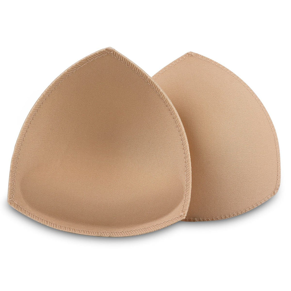 Bra Pad Inserts 4 Pairs, Bra Pads Sewn Padded for Sports Bra A/B C/D Cup Beige Black Optional (A/B Cup, Beige)
