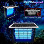 Powerful Large Solar Bug Zapper Outdoor for 10000 sq.ft, Poartable Rechargeable Mosquito Zapper with High Powered, Cordless Solar Fly Zapper for Patio Garden Backyard Farm Pest Control