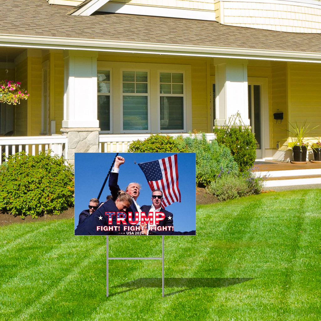Vikiyama Trump 2024 yard Sign, Trump Yard Signs 2024 with Stake, 12x18 Inch Trump Fight Fight Fight Signs for yard lawn, Double-sided