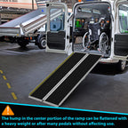 WHALEMOTOR Portable Wheelchair Ramp 7FT, Anti-slip Aluminum Folding Portable Ramp, Wheelchair Ramps for Home, Weight Capacity Up to 600 LBS, with Transition Plates above and below