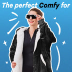 JOYWOO Wearable Blanket Hoodie, Oversized Hooded Blanket for Adult, Birthday Christmas Gifts for Women Men, Cozy Fuzzy Sherpa Sweatshirt Blanket with Giant Pocket and Zipper, Black