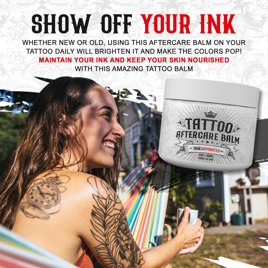 INKorporated Premium Tattoo Aftercare Healing Balm - Tattoo Skin Lotion and Moisturizer Cream For Swelling, Redness, Irritation - Tattoo Balm Brightener Aftercare Product Kit Supply (2oz)
