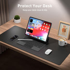 Non-Slip Waterproof PU Leather Desk Pad Protector for Mouse, Writing Desk, Office, Home, Laptop Blotter, 23.6" x 13.7", Black