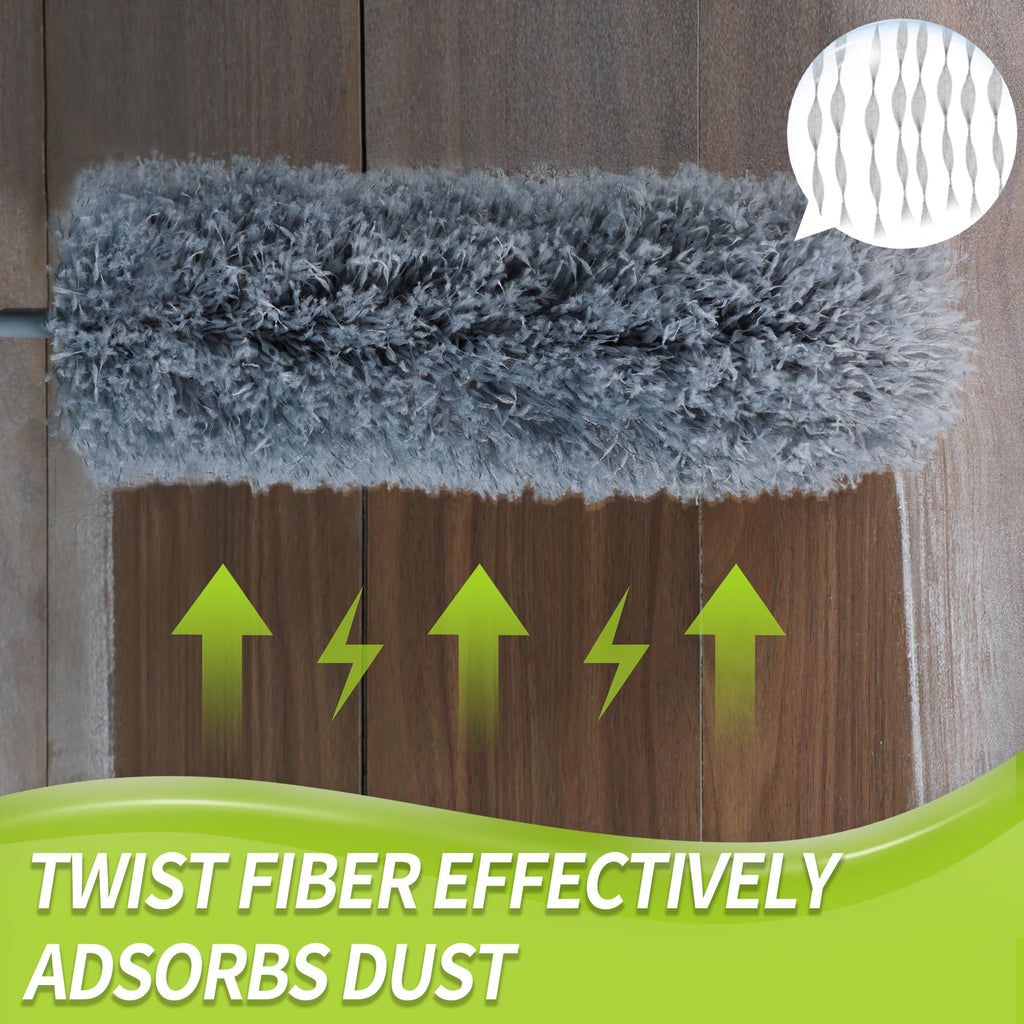 IVYROLL Cobweb Duster with Extension Pole, Spider Web Brush & Ceiling Duster Kit for Cleaning, 100" Microfiber Feather Duster Cleaner with Washable Head for Ceiling Fan, Furniture, Home