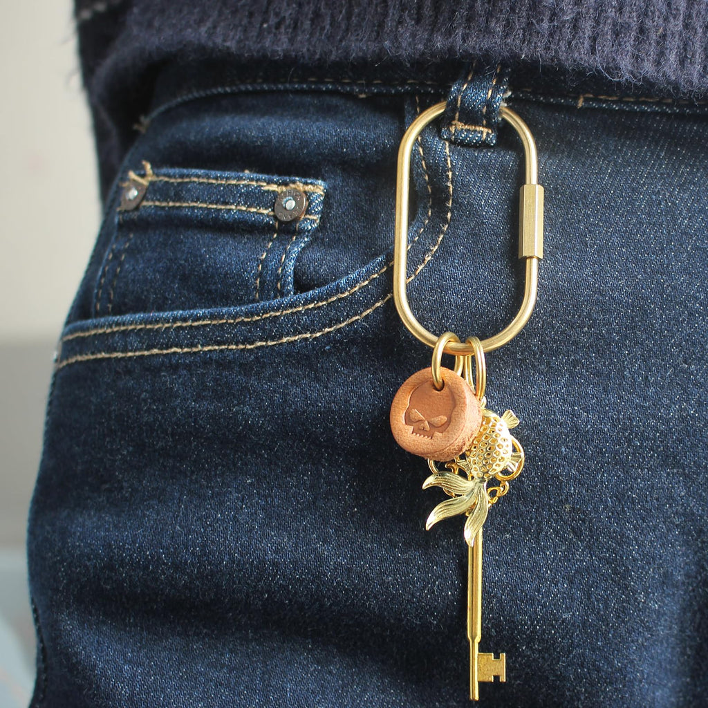 Gold Brass Key Rings, Purse Bag Charms for Handbags, Screw Lock Key Organizer, Carabiner Keychain Clip for Keys