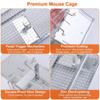 KOCASO Humane Rat Trap, Large 2-Door Mouse Trap That Work for Indoor Home and Outdoor, Catch and Release Live Animal Trap Cage for Squirrel Mice Gopher Vole Chipmunk Raccoon Rodent Groundhog Rabbit