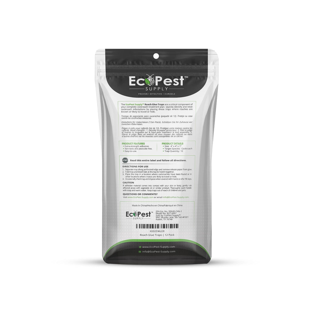 Roach Trap – 12 Pack | Sticky Indoor Glue Traps for Roaches and Other Bugs and Crawling Insects | Adhesive Cockroach Motel, Bait Trap, Monitor, Killer and Detector for Pest Control