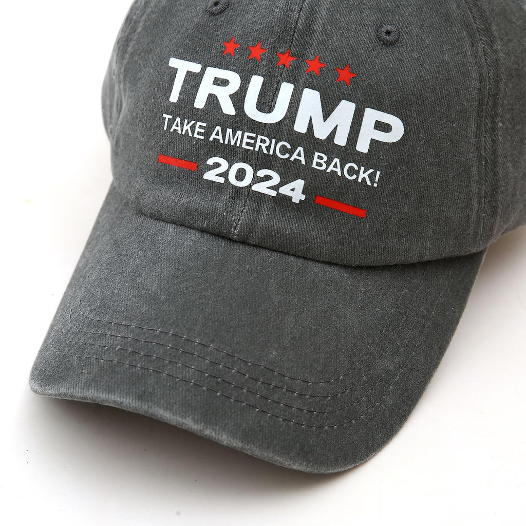 High End 2024 Trump Hat Take American Back Baseball Cap MAGA Trucker Hat USA Flag Hat Grey, X-Small-3X-Large