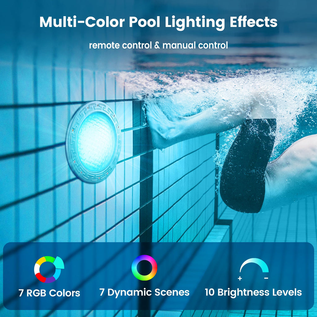 SURAIELEC 12V AC Pool Lights for Inground Pool, 10 inch Color Changing LED Pool Light with Remote Control, 300W Equivalent, Underwater Swimming Pool Light Fixture for Large Wet Niches, 50FT