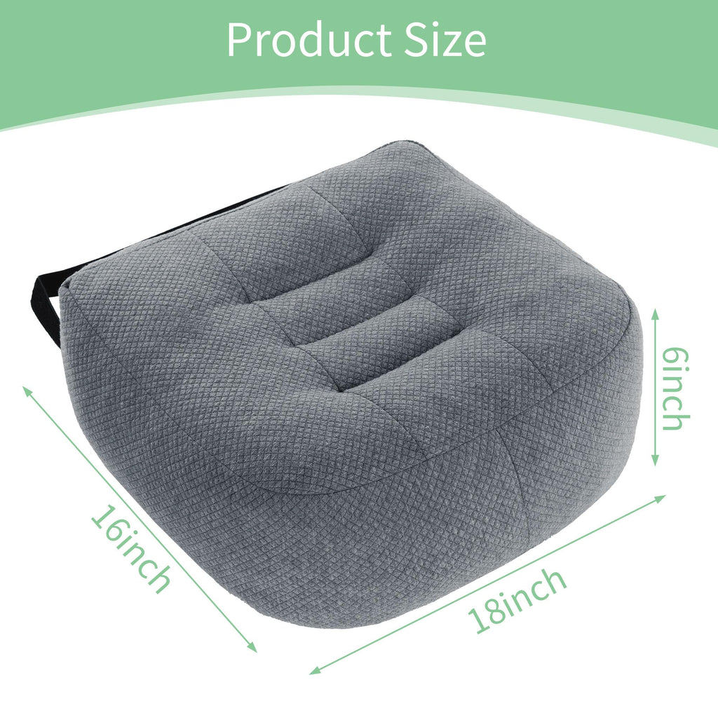 HOMBYS Extra Thick Chair Cushions for Office,6 in Breathable Adult Booster Seat for Car,Car Seat Cushion to Raise Seat Height,Shredded Memory Foam Desk Chair Cushion for Long Sitting,Dark Grey