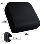 MABOZOO Extra Thick Chair Cushions,Office Chair Booster Seat Cushion to Raise Seat Height for Pain Relief,18 x 16 x 6 inch Non Slip Memory Foam Thick Cushion with Carry Handle（Black）