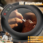 IVMAIE 10X Magnifying Glass with Light and Stand, 2-in-1 Lighted Magnifier with Clamp, 5 Color Modes Stepless Dimmable LED Desk Lamp Hands Free for Painting Craft Jewelry Sewing Hobby Model Close Work