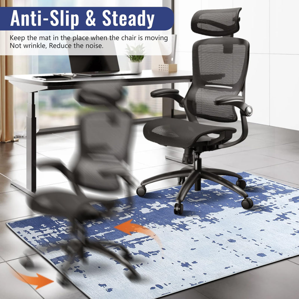 Office Chair Mat, Large Abstract Rug for Hardwood Floor, 36'x48", Machine Washable, Non-Slip