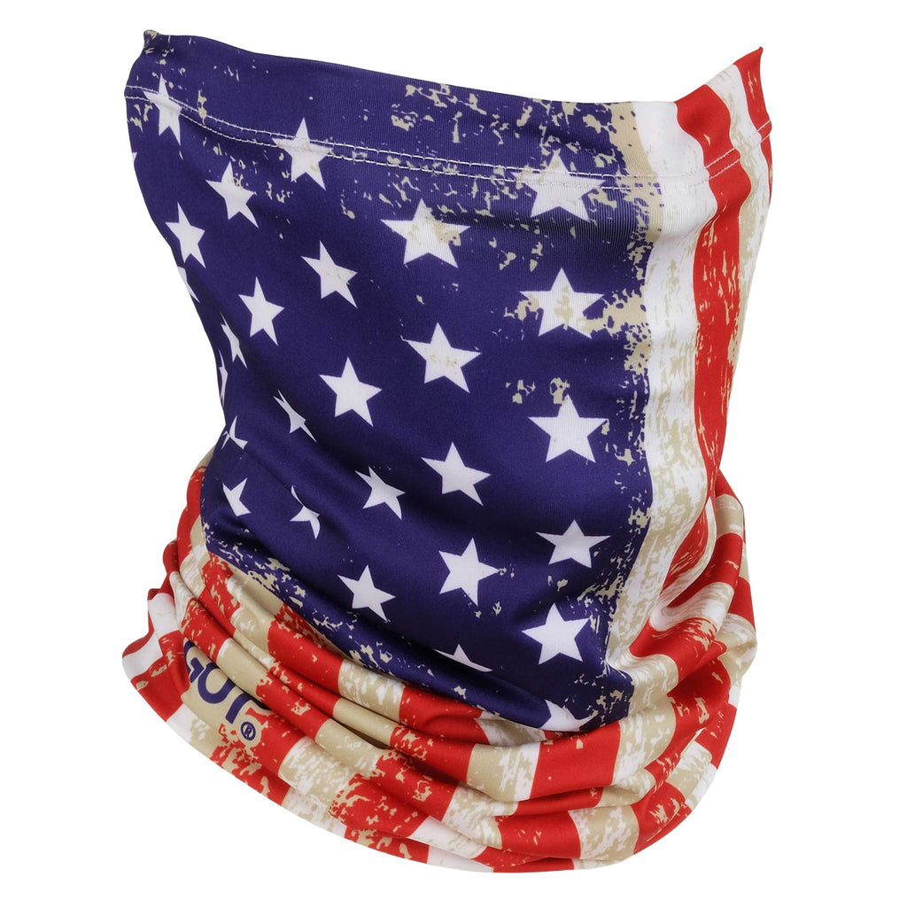 UPF 50+ Fishing Neck Gaiter - UV Face Mask Sun Protection for Men & Women - Camo SPF Face Cover Gator - Fishing, Hunting, Hiking (Old Glory American Flag)