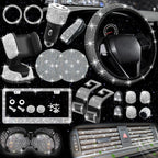 NBTEPEM 27 PCs Bling Car Accessories Set for Women, Steering Wheel Covers Universal Fit 15 Inch, Bling License Plate Frame, Bling Phone Holder, Bling Car Coasters (Silver Diamond)