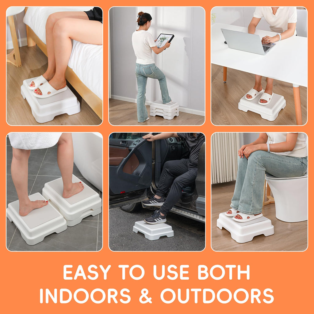 HHuanwfer Shower Bath Step Stackable Bathtub Non Slip Safety Step Stool, Indoor/Outdoor Handicap Wideing Hands Free Platform Medical Portable Stack-Able, for High Beds, Kitchens,Bathroom.