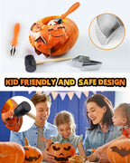 JUSTOTRY Halloween Pumpkin Carving Set 26Pcs Pumpkin Face Shape Cookie Cutters Tool Easy & Safe Adults Kids DIY, Stainless Steel 23 Molds with 3 Tools for Decoration Decorating Stencils Metal