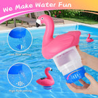 Covfirst Pool Chlorines Floater, 9 in Flamingo Chlorine Floater w/Light, Solar Chlorine Floater w/Adjustable Flow, Large Size Chlorine Tablet Floater, Floating Chlorines Dispenser for Pool Hot Tub